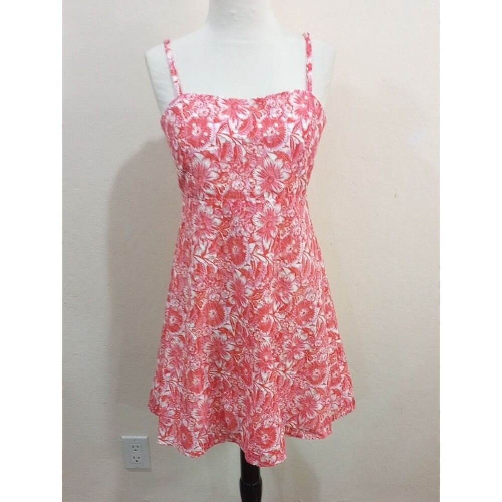 Kasia Floral Eyelet Cotton Skater Style Mini Dress Sundress, Size S